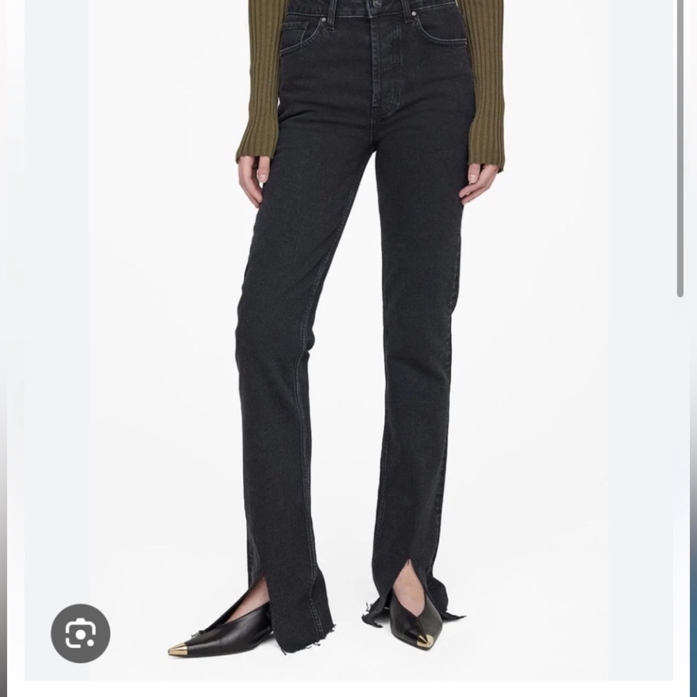 Anine Bing Black Roxanne Split Flare Jeans